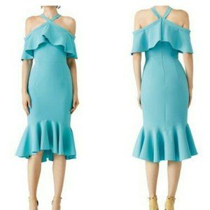 Christian Siriano $1400 Blue Flounce/Ruffled Dress